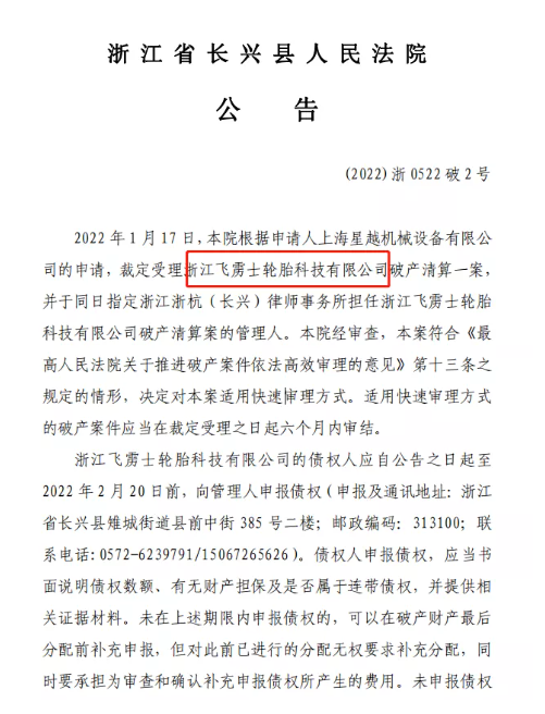知名輪胎廠破產清算！或成2022年最大破產案