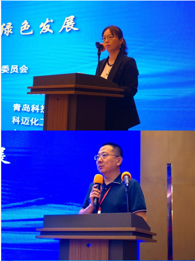 中橡協(xié)橡膠材料專委會副秘書長王小芳，蕪湖集拓橡膠技術(shù)有限公司總經(jīng)理呂曉剛，江蘇冠聯(lián)新材料科技股份有限公司總經(jīng)理祝斌，中橡協(xié)副秘書長侯鳳霞，主持了全天的會議。