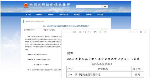 四川光纜成功入圍2022年四川省企業(yè)技術(shù)中心擬認定名單